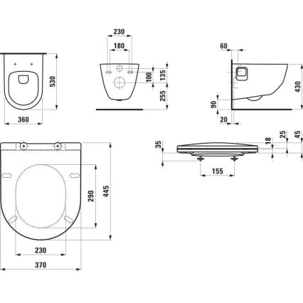 Inodoro suspendido PRO + asiento de inodoro SoftClose PRO + pulsador de descarga DUAL LIS + módulo empotrado + almohadilla aislante