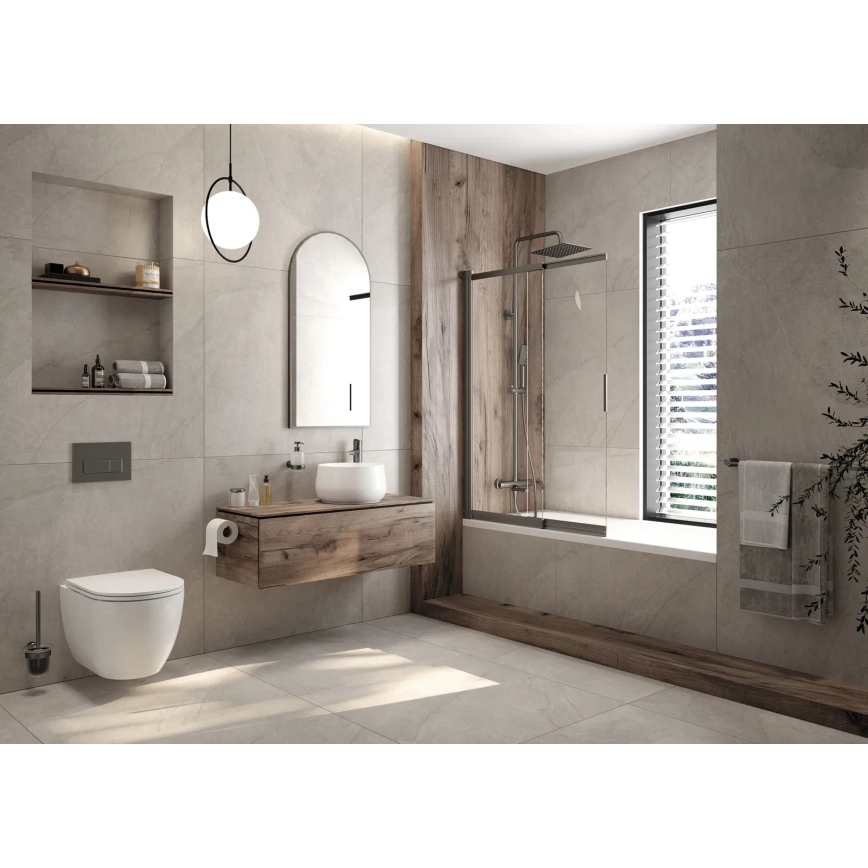 Inodoro suspendido ROUND + asiento de inodoro SoftClose ROUND + pulsador de descarga SIGMA + módulo empotrado + arandela aislante