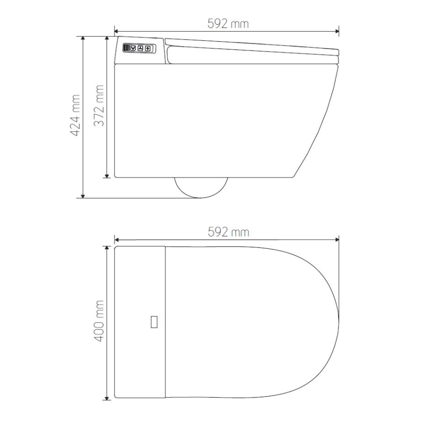 Inodoro suspendido con bidé TISVILDELEJE 1600W/230V + asiento de inodoro SoftClose + botón de descarga SIGMA + módulo empotrado + almohadilla aislante + mando a distancia