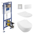 Inodoro suspendido SUBWAY + Asiento de inodoro SoftClose SUBWAY + Botón de descarga VICONNECT + Módulo empotrado VICONNECT + Almohadilla aislante VICONNECT