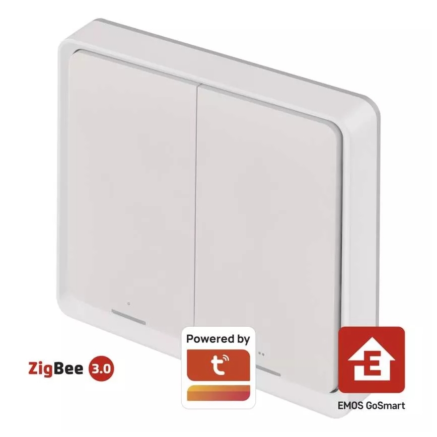 Interruptor 2 botones GoSmart 1xCR2430 Tuya blanco