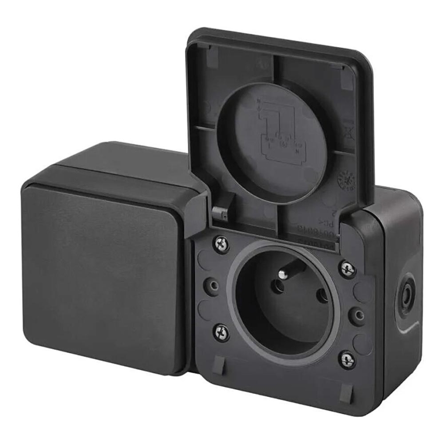 Interruptor alternando con un enchufe 250V/16A IP55