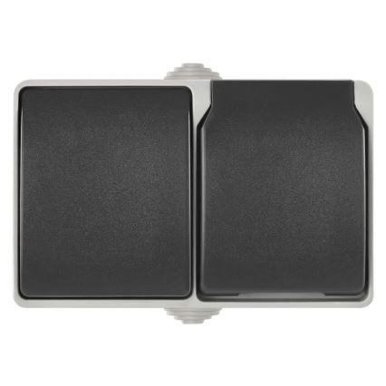 Interruptor doméstico alterno n.º 6 con enchufe 250V/16A IP44 gris