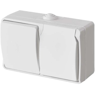 Interruptor doméstico alterno n.º 6 con enchufe 250V/16A IP44 blanco