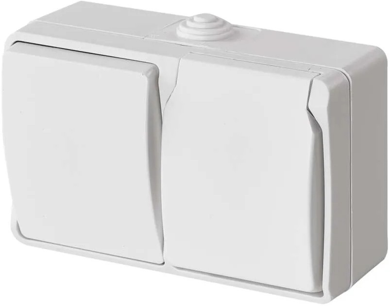 Interruptor doméstico alterno n.º 6 con enchufe 250V/16A IP44 blanco