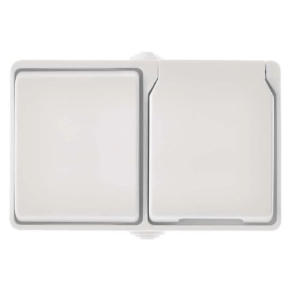 Interruptor doméstico alterno n.º 6 con enchufe 250V/16A IP44 blanco