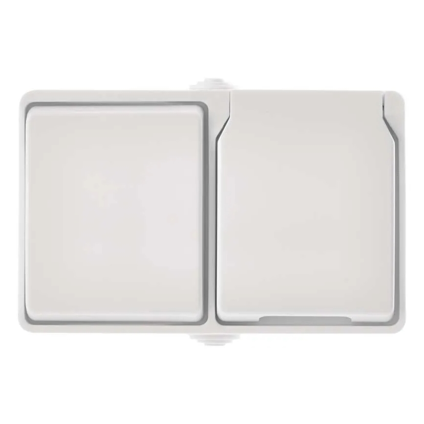 Interruptor doméstico alterno n.º 6 con enchufe 250V/16A IP44 blanco