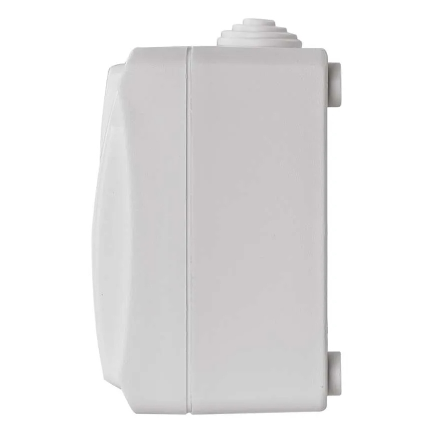 Interruptor doméstico alterno n.º 6 con enchufe 250V/16A IP44 blanco