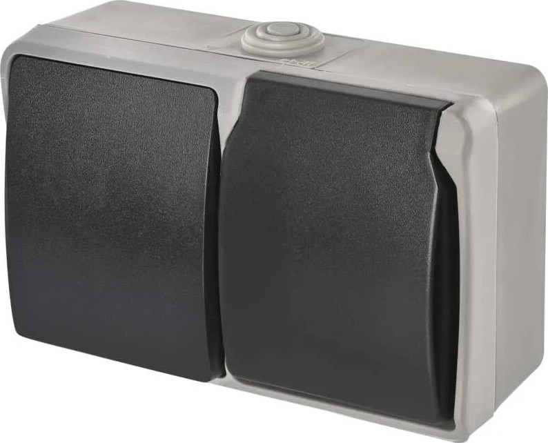 Interruptor doméstico alterno n.º 6 con enchufe 250V/16A IP44 gris