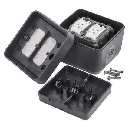 Interruptor doméstico de doble pulsador, función alterna, n.º 6+6, IP55, antracita