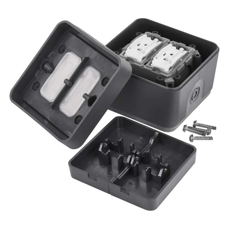 Interruptor doméstico de doble pulsador, función alterna, n.º 6+6, IP55, antracita