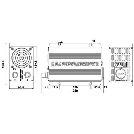 Inversor de tensión 600W/24V/230V