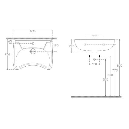 Isvea - Lavabo mural para personas con discapacidad 45,6x59,5 cm cerámica/blanco