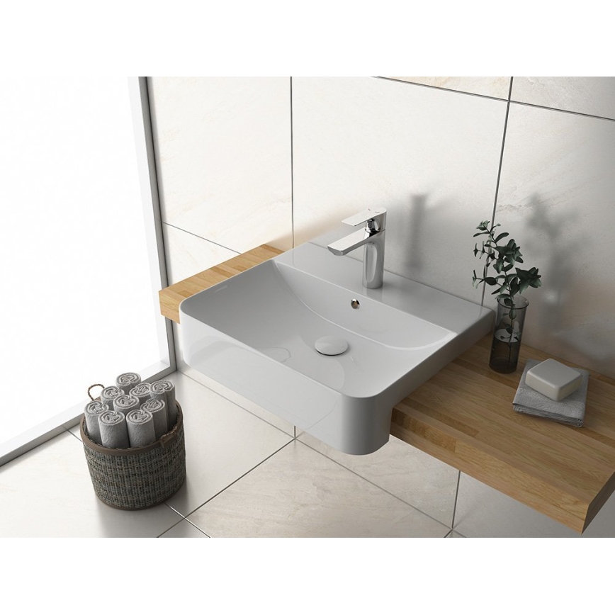 Isvea - Lavabo semiempotrado SOTT AQUA 59x49 cm cerámica/blanco