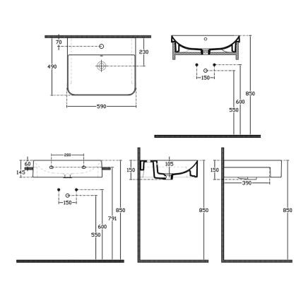 Isvea - Lavabo semiempotrado SOTT AQUA 59x49 cm cerámica/blanco