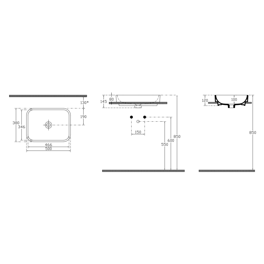 Isvea - Lavabo sobre encimera AQUA 50x38 cm cerámica/blanco