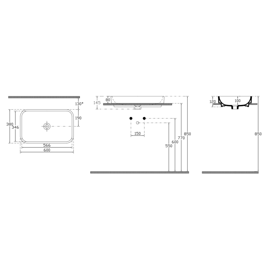 Isvea - Lavabo sobre encimera AQUA 60x38 cm cerámica/blanco