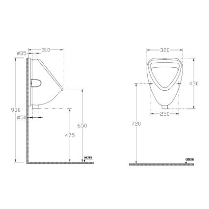 Isvea - Urinario con conexión superior, cerámica/blanco
