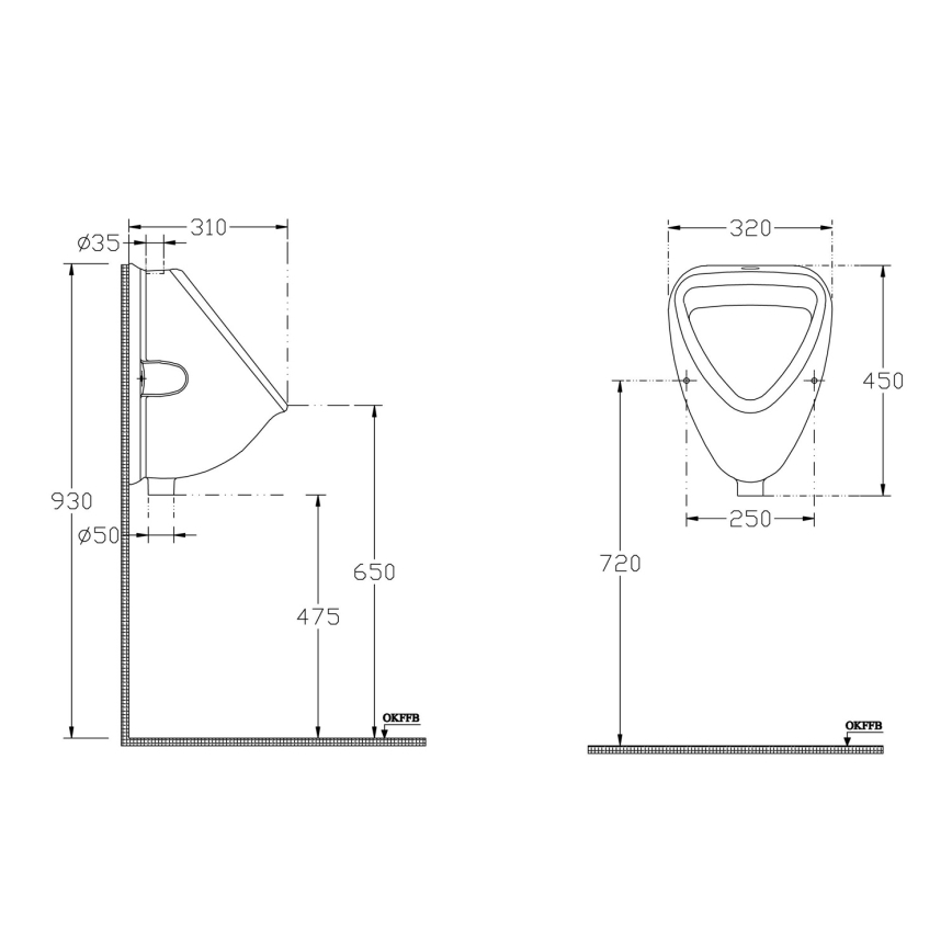 Isvea - Urinario con conexión superior, cerámica/blanco