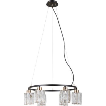 ITALUX - Lámpara colgante con cable SIMONA 6xE14/40W/230V negro/dorado