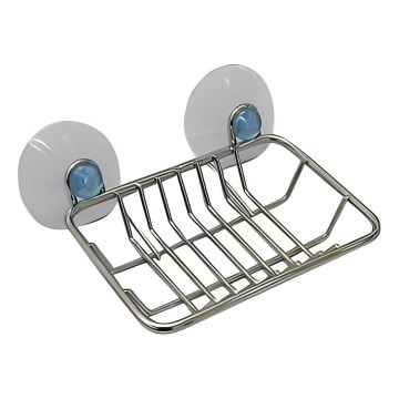 Jabonera de pared de alambre con ventosas, 8,6x12 cm, cromo brillante