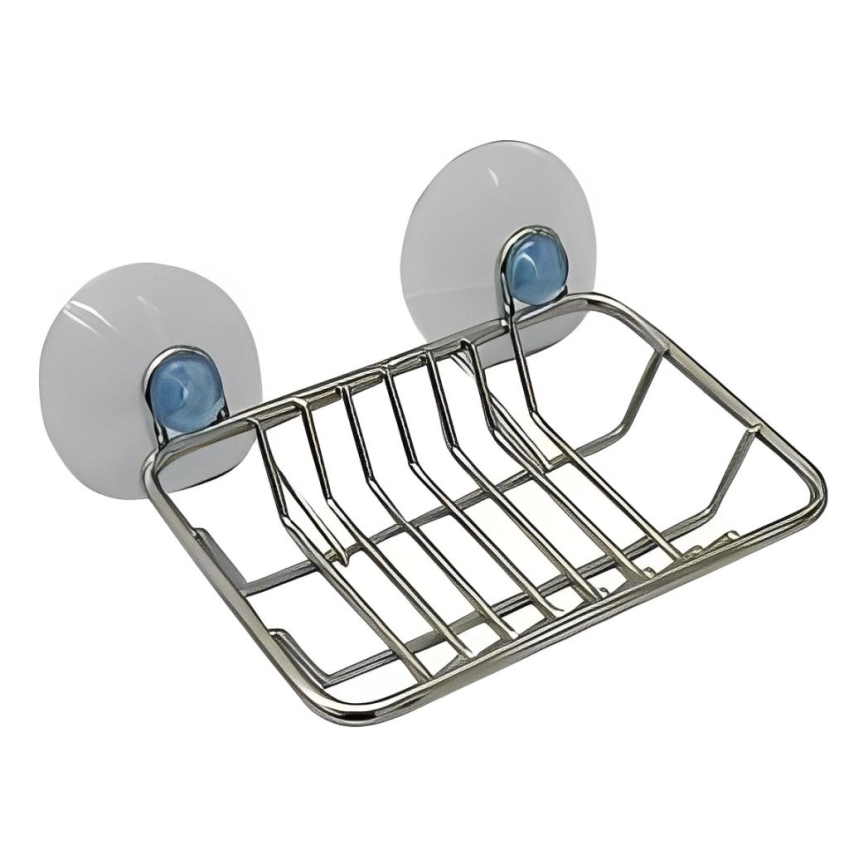 Jabonera de pared de alambre con ventosas, 8,6x12 cm, cromo brillante