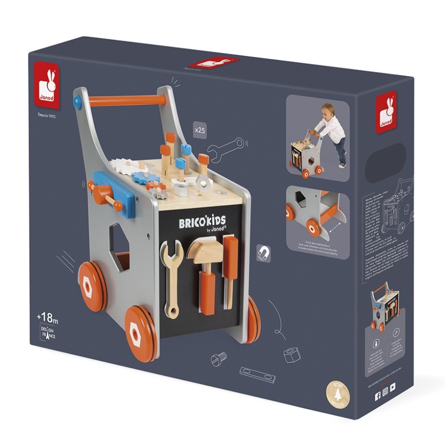 Janod - Andador de madera con herramientas BRICOKIDS