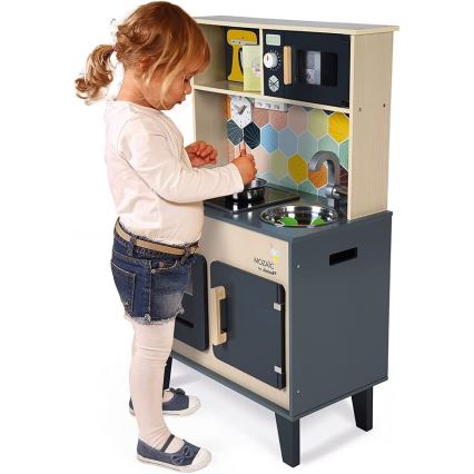 Janod - Cocina de madera con tablero LED MOZAIC 2xLR6
