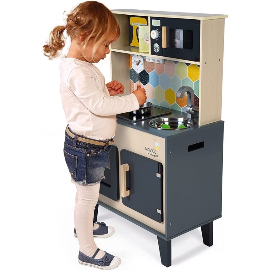 Janod - Cocina de madera con tablero LED MOZAIC 2xLR6
