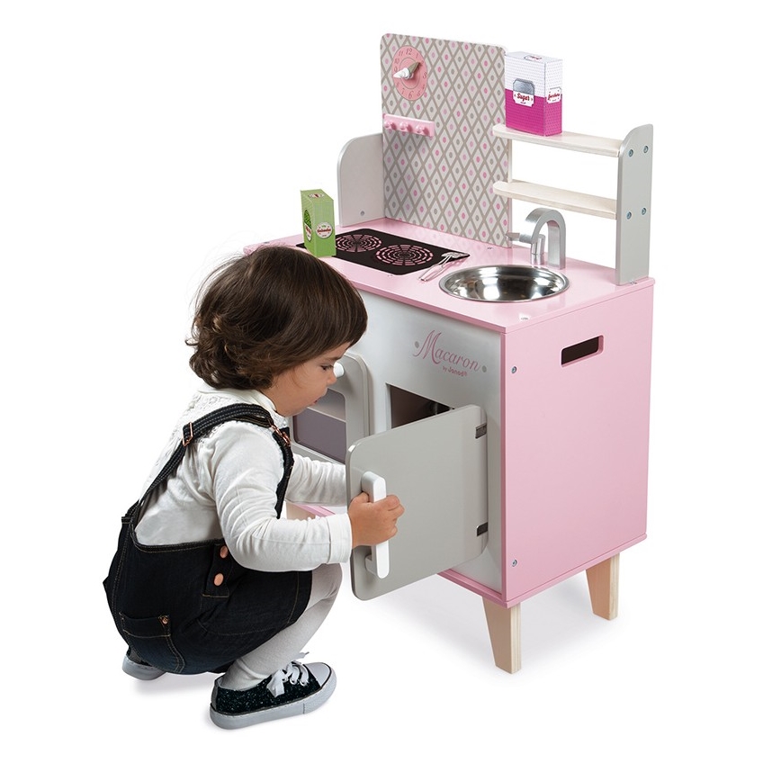 Janod - Cocina de madera MACARON rosa