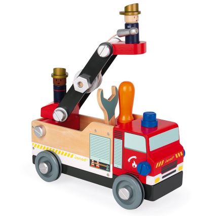 Janod - Juego de construcción de madera BRICOKIDS camión de bomberos