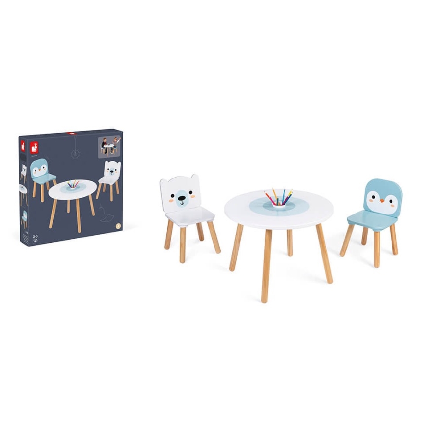 Janod - Mesa de madera con sillas