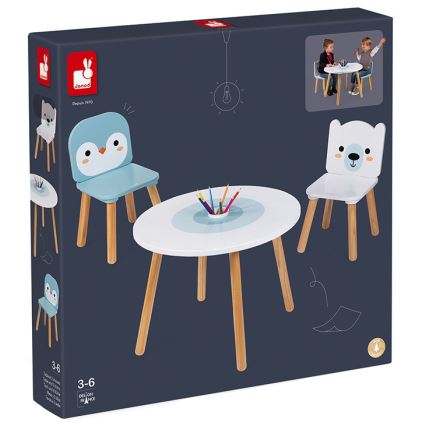 Janod - Mesa de madera con sillas