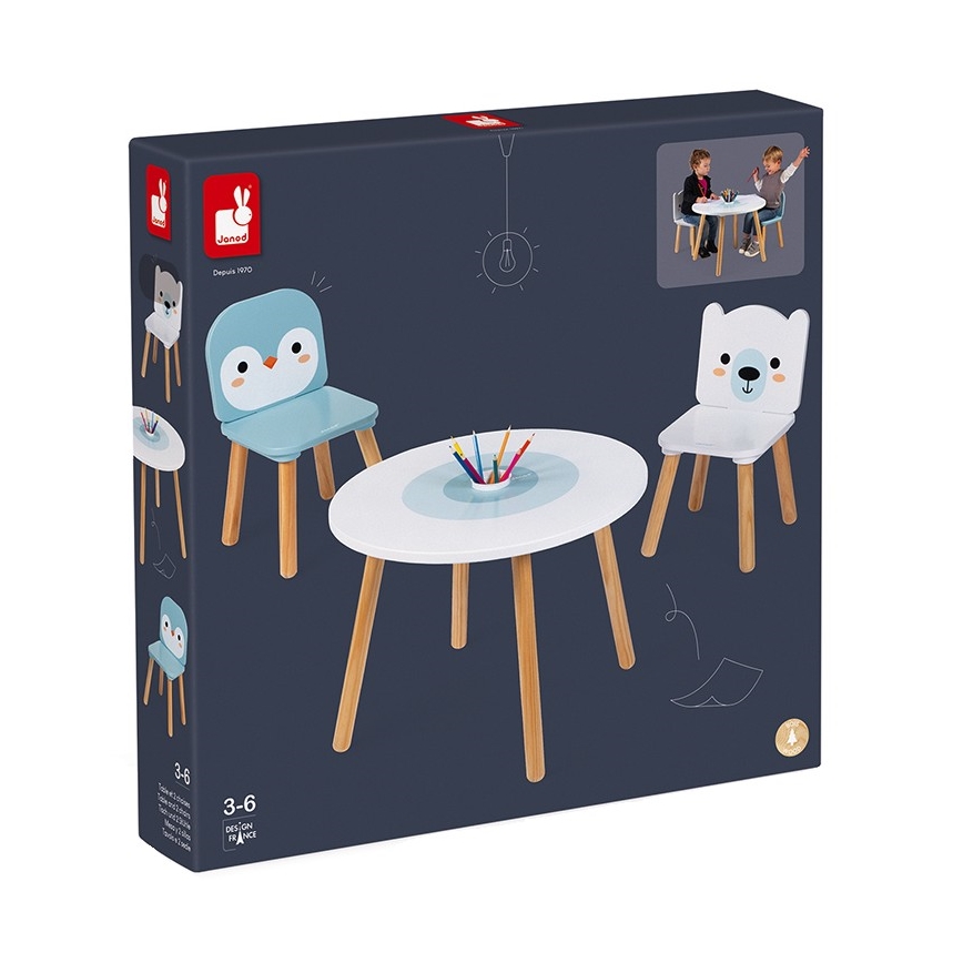 Janod - Mesa de madera con sillas