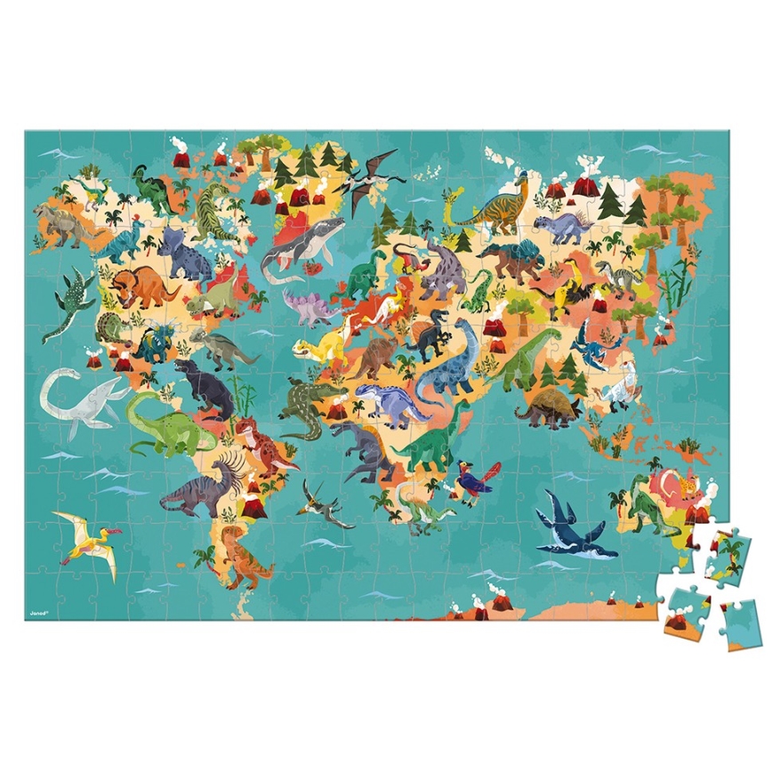 Janod - Puzzle educativo infantil 200 piezas dinosaurios