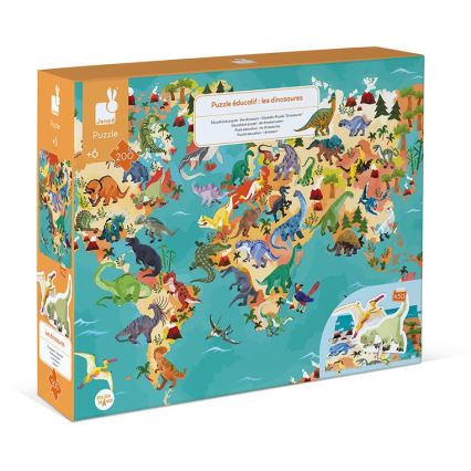 Janod - Puzzle educativo infantil 200 piezas dinosaurios