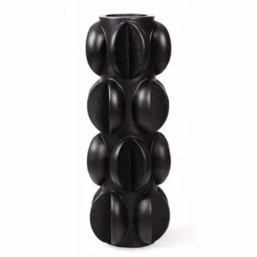 Jarrón 37x15 cm de resina, acabado negro mate