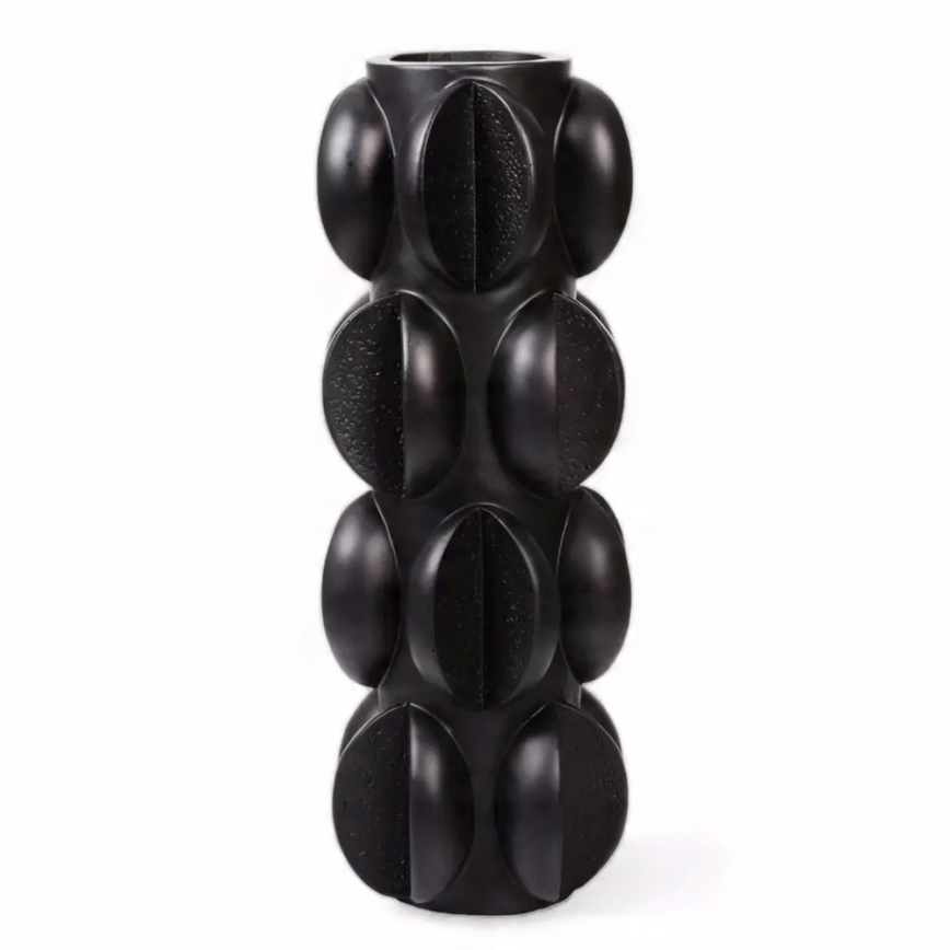 Jarrón 37x15 cm de resina, acabado negro mate