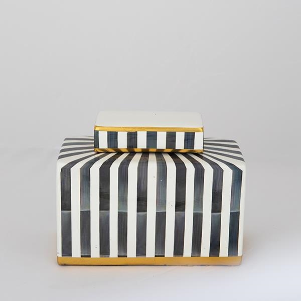 Jarrón de ceramica 20,5x16x9 cm azul/blanco/negro