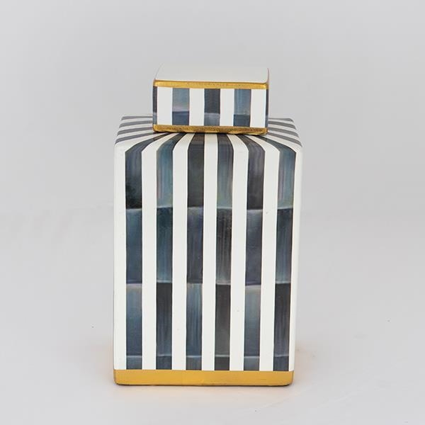 Jarrón de ceramica 22x18x8 cm azul/blanco