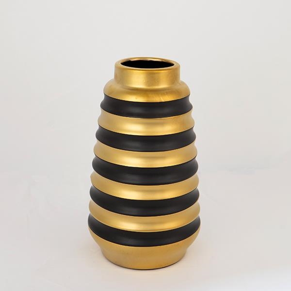 Jarrón de ceramica 25x14 cm dorado/negro