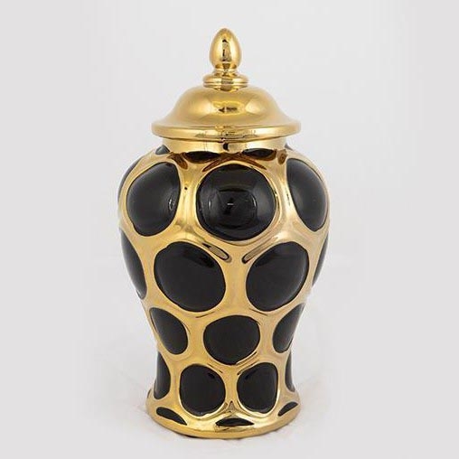Jarrón de ceramica 27,6x15 cm dorado/negro