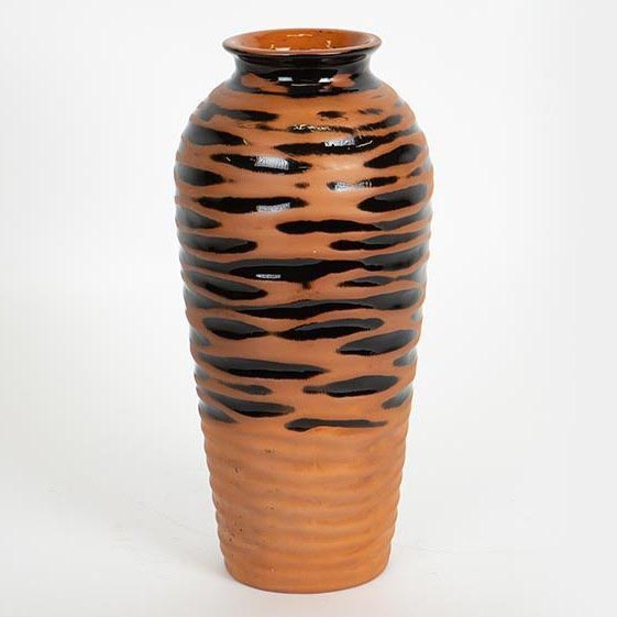 Jarrón de ceramica 28,8x13,5 cm color ladrillo/negro