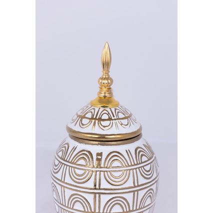 Jarrón de ceramica 28x15 cm dorado/blanco