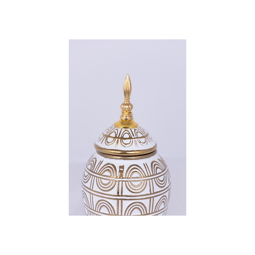 Jarrón de ceramica 28x15 cm dorado/blanco