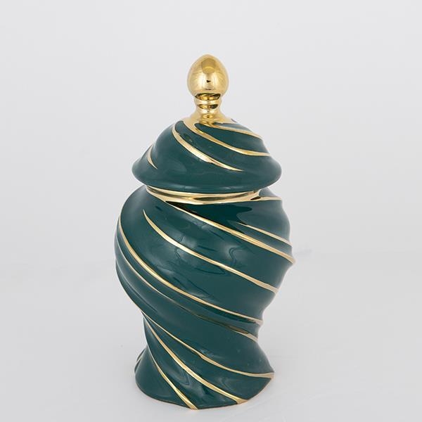 Jarrón de ceramica 30x17 cm dorado/verde