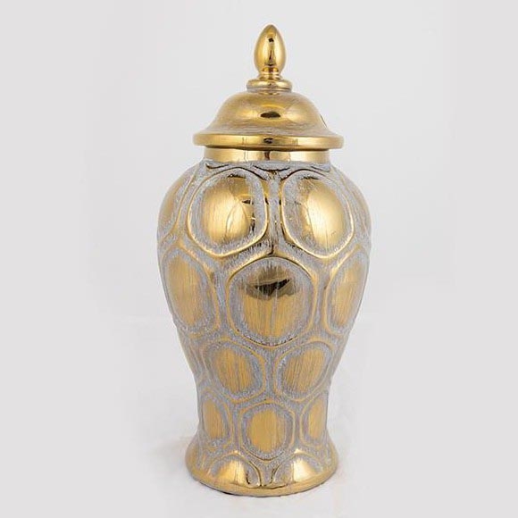 Jarrón de ceramica 33,8x16 cm dorado/plata