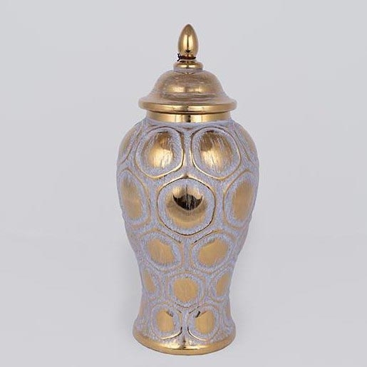 Jarrón de ceramica 35x18,5 cm dorado/gris