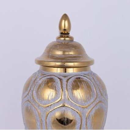 Jarrón de ceramica 35x18,5 cm dorado/gris
