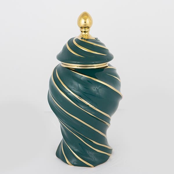 Jarrón de ceramica 35x18,5 cm dorado/verde